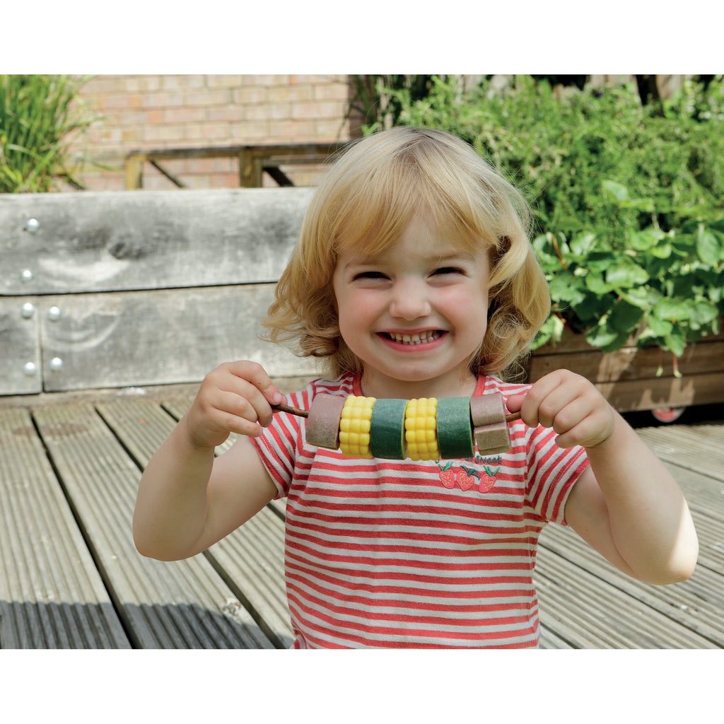 Sensory Play Stones Threading Kebabs