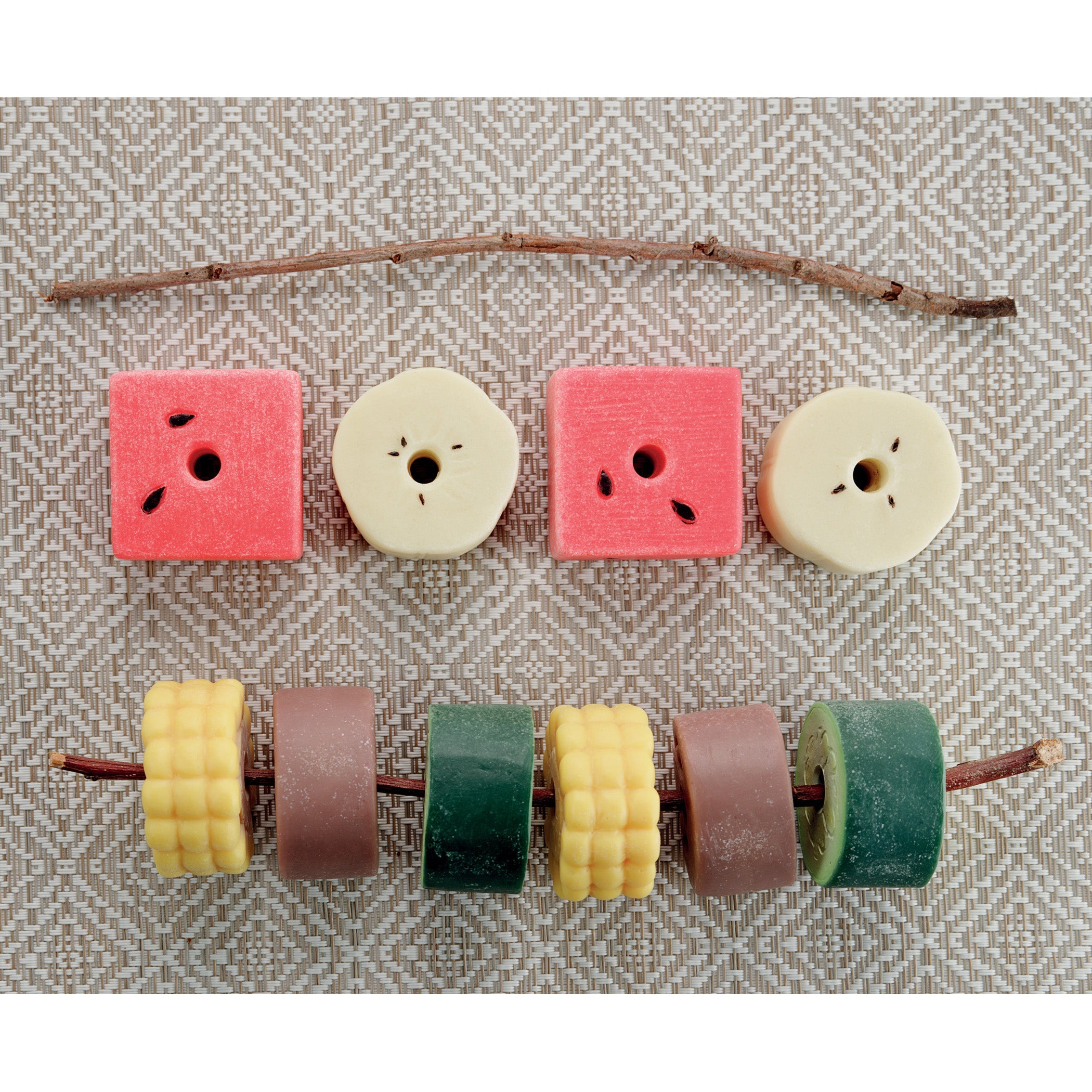 Sensory Play Stones Threading Kebabs